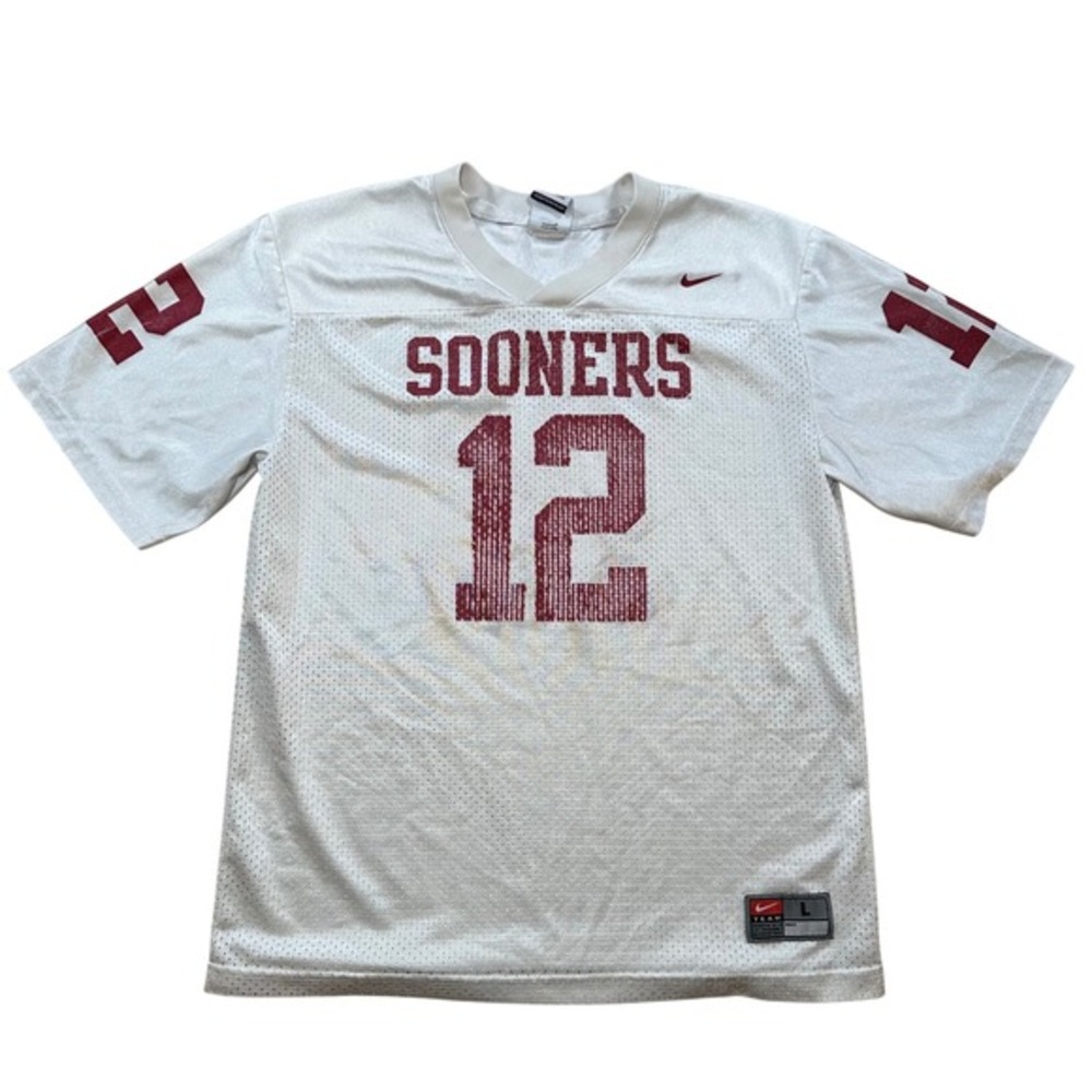 Vintage Nike Oklahoma Sooners #12 White Youth Football Jersey Large L Team